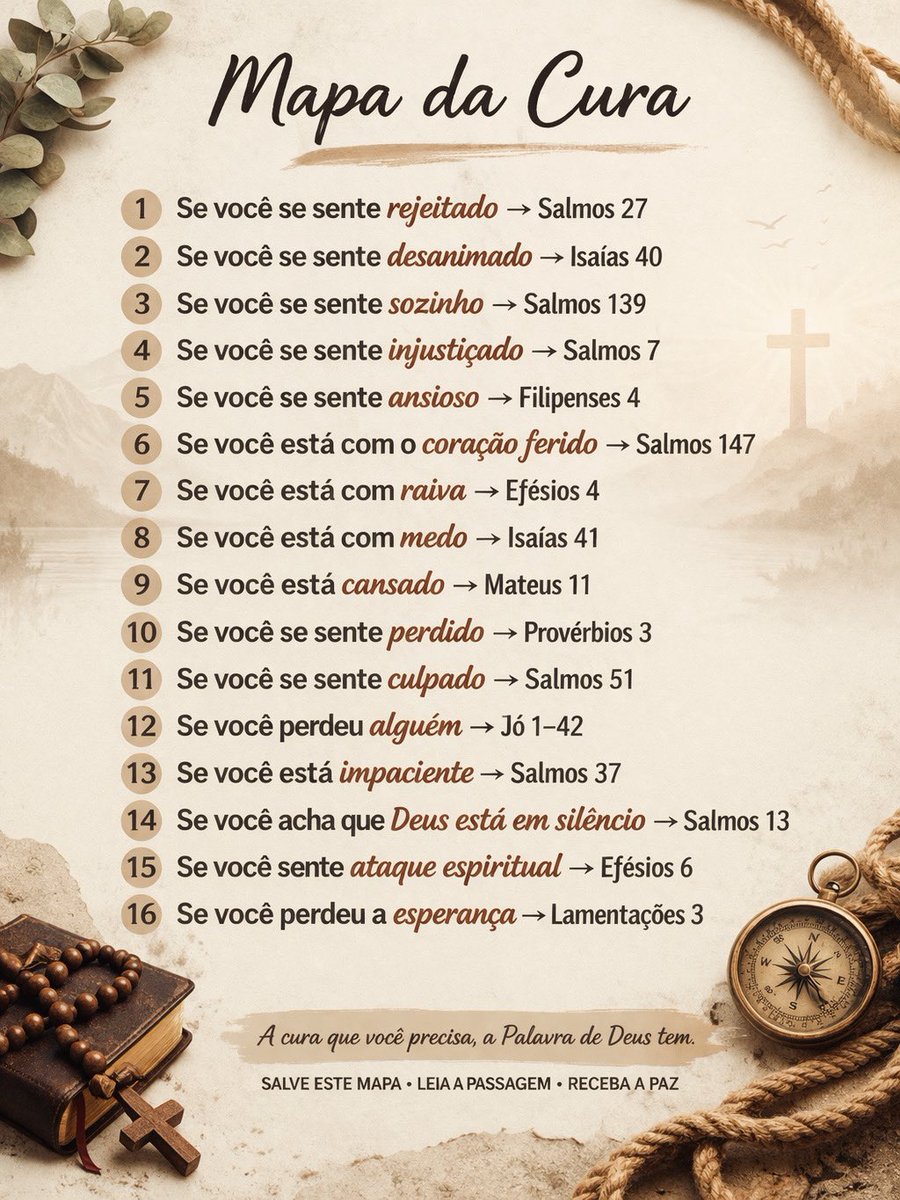 pemarcelorossi's tweet photo. Amados 
NÃO DEIXEM DE FAZER ESSA ORAÇÃO 🙏 
“Tenha cuidado com o que você pensa, pois a sua vida é dirigida pelos seus pensamentos.” Provérbios 4,23
🤲🙏🙌TERAPIA ESPIRITUAL para SAÚDE MENTAL ❤️‍🩹❤️‍🩹❤️‍🔥❤️‍🔥🙏🙏
Quarta-feira ao vivo, às 8 horas da manhã, pela RÁDIO no programa
MOMENTO DE FÉ!!!
Ou pelo SPOTIFY (Gravado)
Avisem a #familia #amigos
JÁ DEU TUDO CERTO 🤲🙌🙏✝️
A ORAÇÃO 🙏 TEM PODER !!!
Eu sou vitorioso pelo 🩸 DE JESUS CRISTO ❤️‍🔥❤️‍🔥❤️‍🔥
#saude #saudemental #bemestar
Marquem quem precisa desse MAPA DA CURA ❤️‍🩹 que é a BÍBLIA📖 
Vocês usam?!?!?
Deus abençoe ✝️