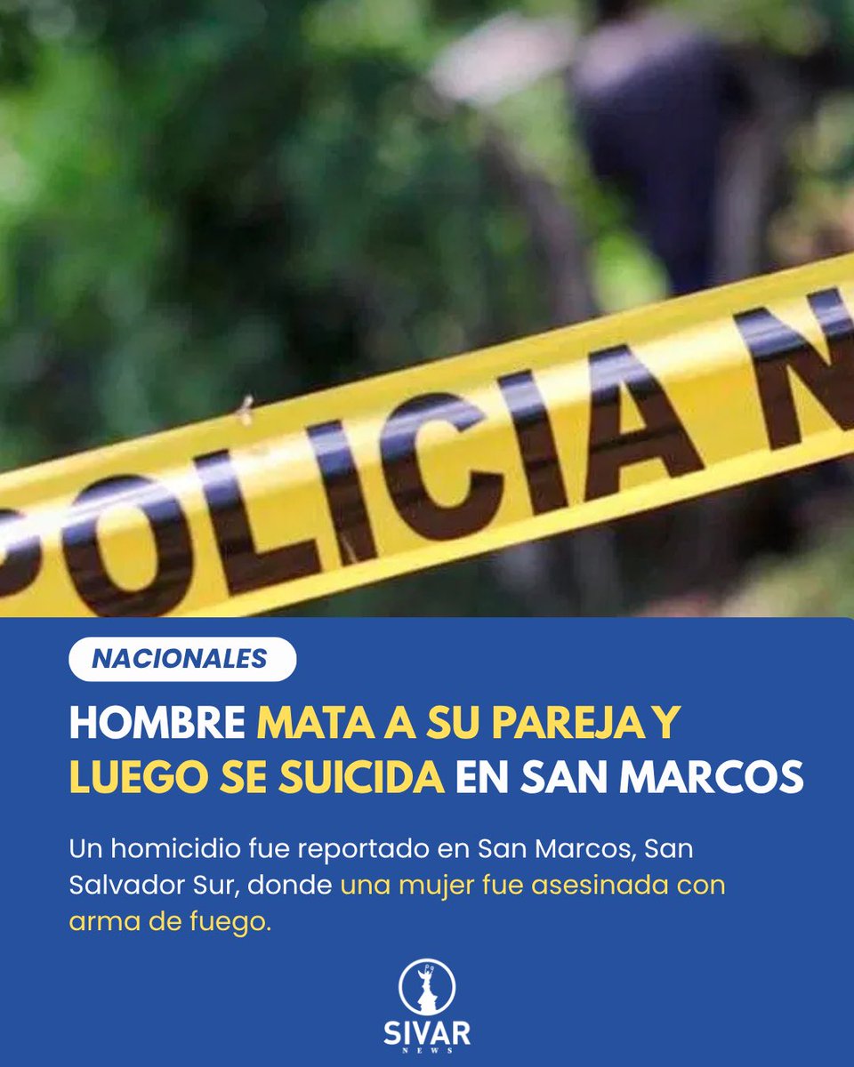 SivarNewsSV's tweet photo. ⚠️🚨 FEMINICIDIO SEGUIDO DE SUICIDIO EN SAN MARCOS

📌 Autoridades reportaron el asesinato de una mujer en San Salvador Sur.

🔫 La v��ctima fue atacada con arma de fuego por su pareja, quien posteriormente se suicidó.

👮‍♂️ La escena es procesada por equipos policiales para esclarecer lo ocurrido.