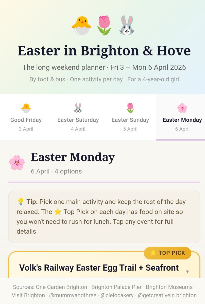 Love this event calendar Claude created to help me plan the upcoming Easter weekend with my daughter