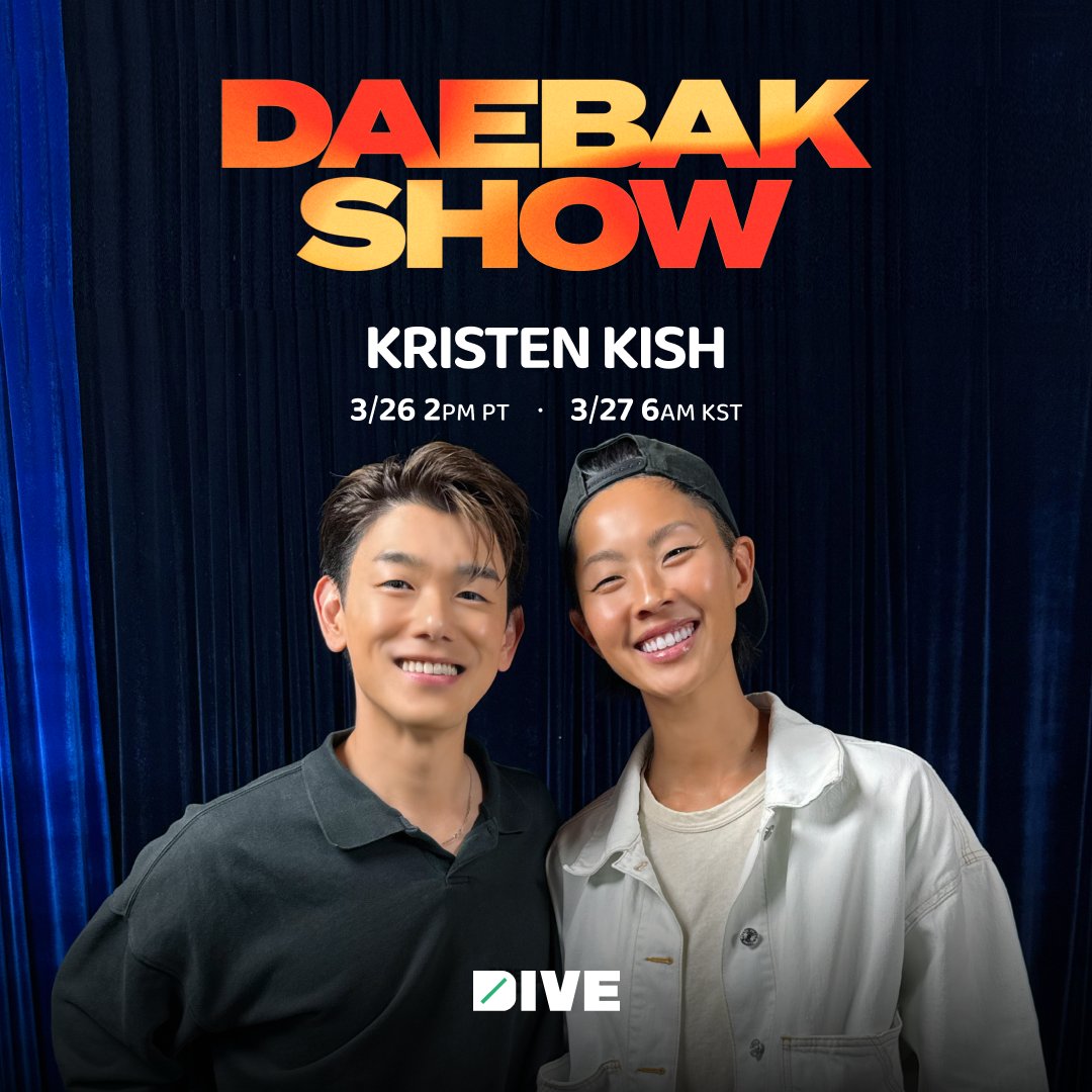 thedivestudios's tweet photo. Kristen Kish is on the Daebak Show. 🍳✨ 

She won Top Chef, became its host, and after what happened between her and Eric Nam on The Traitors — this conversation was inevitable.

3/26 2PM PST // 3/27 6AM KST on DIVE Studios' YouTube Channel. 

#KristenKish #EricNam #TopChef #TheTraitors #DaebakShow #DIVEStudios
