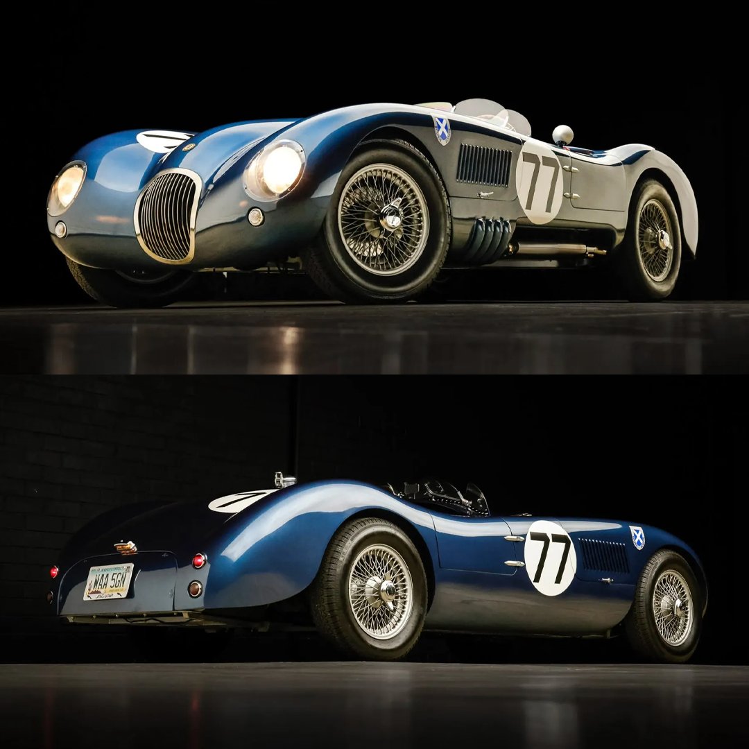Bringatrailer's tweet image. This Jaguar C-Type was constructed as a rolling chassis by Realm Engineering in Weston Subedge, England, in 2014 before being completed in the US with the installation of an overhauled 4.2-liter XK inline-six and a Toyota five-speed manual transmission. It's listed now by our