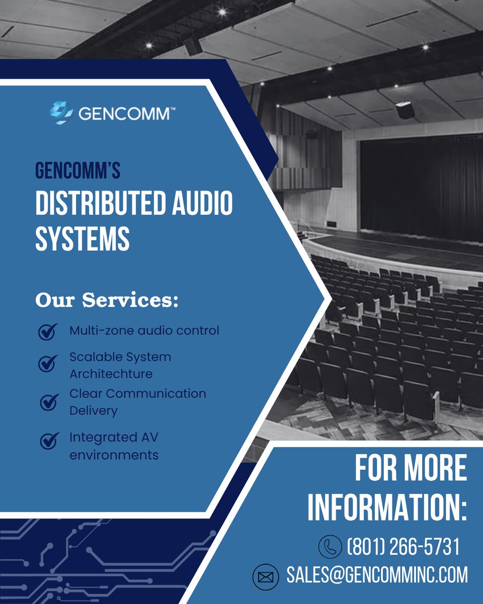 GenCommHQ's tweet photo. Elevate every space with sound that just works 🔊

Sound that connects everything.

#DistributedAudio #AVSolutions #AudioVisual #CommercialAudio #SoundSystems #AVIntegration #ProAV #SmartTechnology #WorkplaceTech #SeamlessExperience #BusinessSolutions #GENCOMM https://t.co/3Y8yb2LD8r