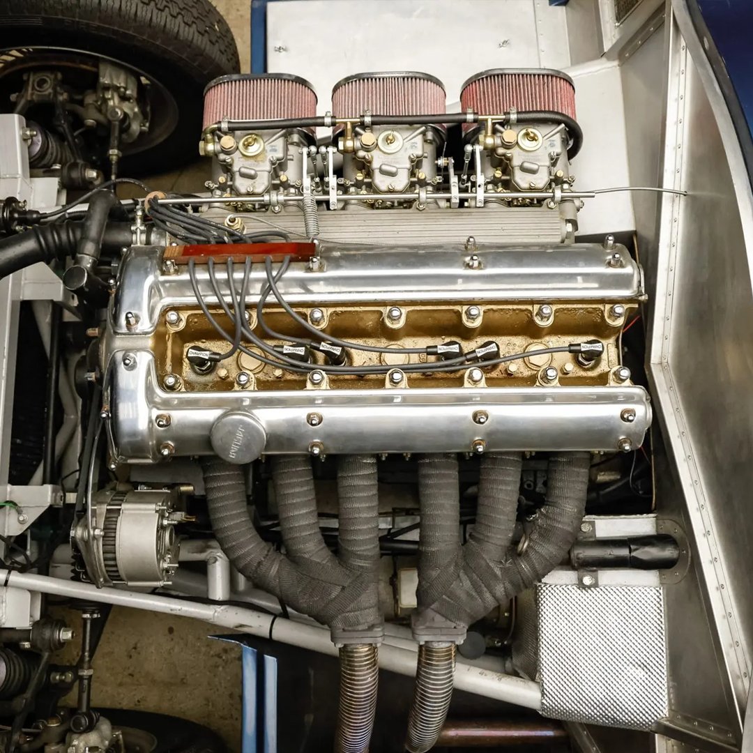 Bringatrailer's tweet image. This Jaguar C-Type was constructed as a rolling chassis by Realm Engineering in Weston Subedge, England, in 2014 before being completed in the US with the installation of an overhauled 4.2-liter XK inline-six and a Toyota five-speed manual transmission. It's listed now by our