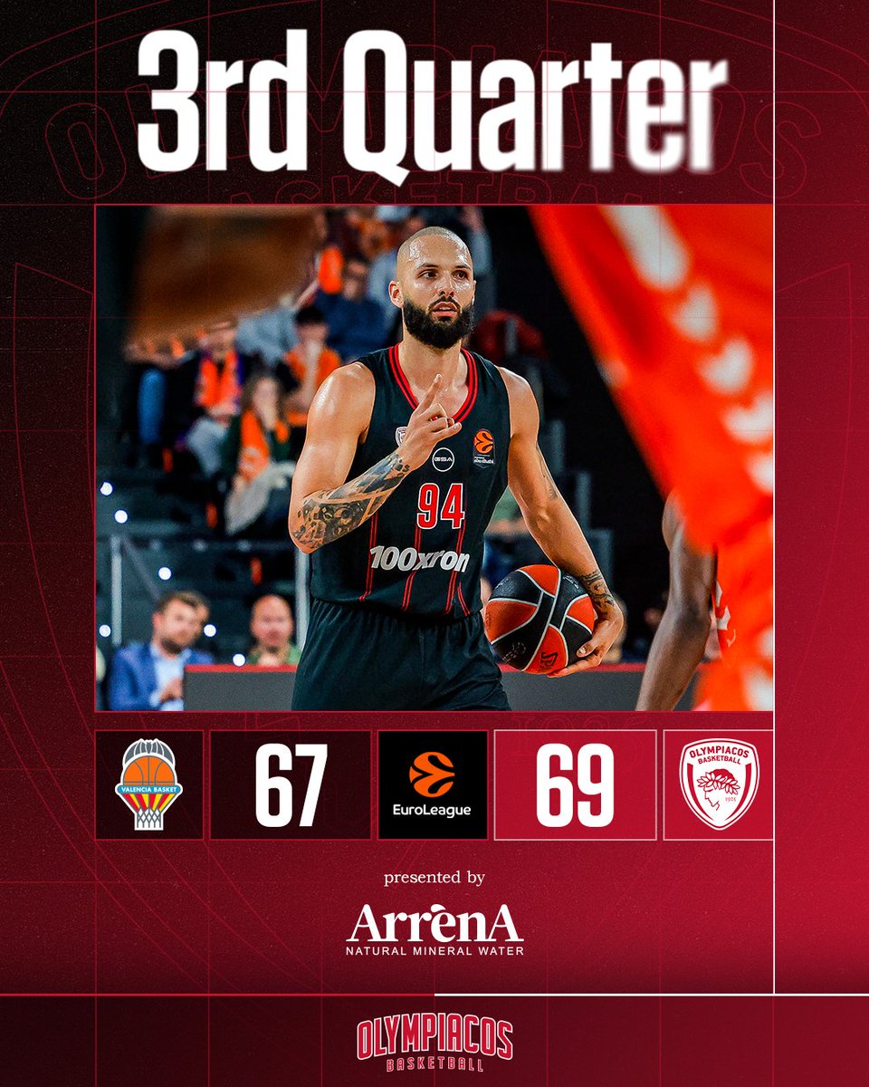 Olympiacos_BC's tweet photo. 3rd Quarter Ends 🏀 Valencia - #OlympiacosBC 67-69 #EveryGameMatters #WeAreOlympiacos #TogetherWeFight #VBCOLY https://t.co/s0bUjindLn