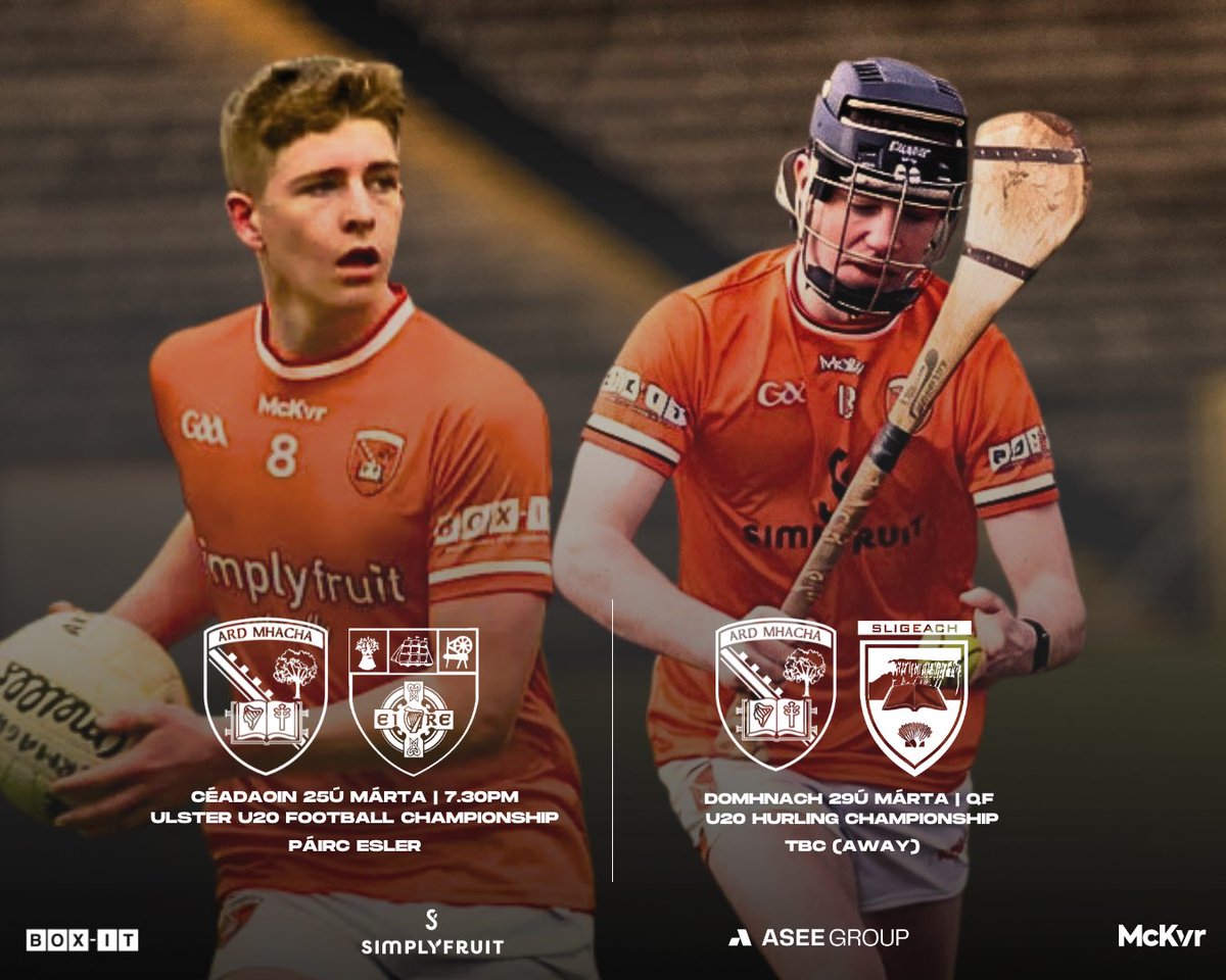 Armagh_GAA's tweet photo. SQUAD NEWS!!

📣 Barry O’Hagan has named the U20 football squad for the 2026 season - see more here: https://t.co/7DaMhknKin

🏐 They play Down tomorrow night in Páirc Esler at 7.30pm in the Ulster Championship.
🎟️ Get your tickets on https://t.co/kaMkKAr4ZB

🏑 Our U20 hurlers are away to Sligo this Sunday; more details to come for their fixture later in the week.

#ArdMhachaAbú #BringTheOrange