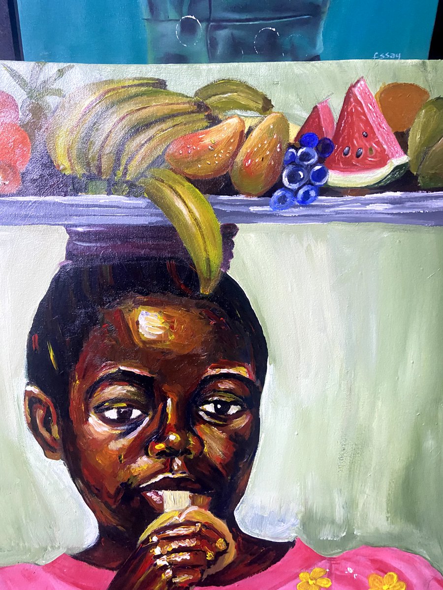 🌿✨ "The Harvest Girl" — A Tribute to Generational Blessing ✨🌿
​Now available for sale. Dm for more details on the Price 
​#TheHarvestGirl #UzgegeArtz #GenerationalWealth #AfricanArt #PortraitPainting #ContemporaryArt #ArtCollector #OriginalArtwork #IbadanArt #BuyArtOnline