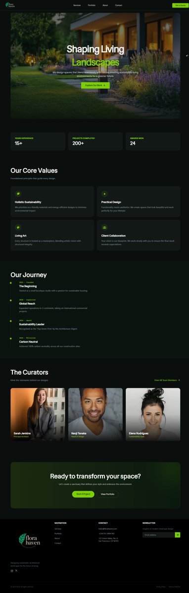Deiveed0's tweet photo. Happy Tuesday guys! 
I created this landscape architecture and horticulture services website late last year. The design was inspired by google stitch. https://t.co/KuNtQnVh4t