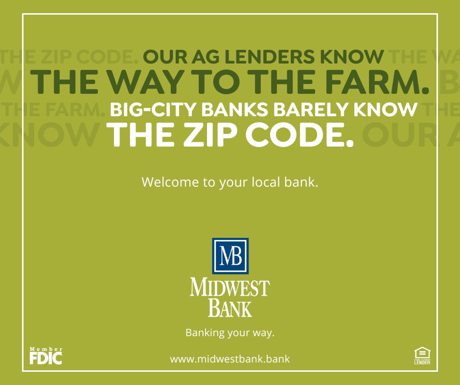 MidwestBank's tweet photo. On #NationalAgDay, we’re proud to recognize Midwest Bank’s Ag Lenders- Dionne Merkens, Emily Holmes, Ericka Stoltenberg, Eddie Geffre, Mitch Reller, Todd Scearcy, John Skoglund, and Jackie Clark, and the farmers they’re honored to serve every day. 🚜🌾

#AgDay #ThankAFarmer https://t.co/BNKThngNqk