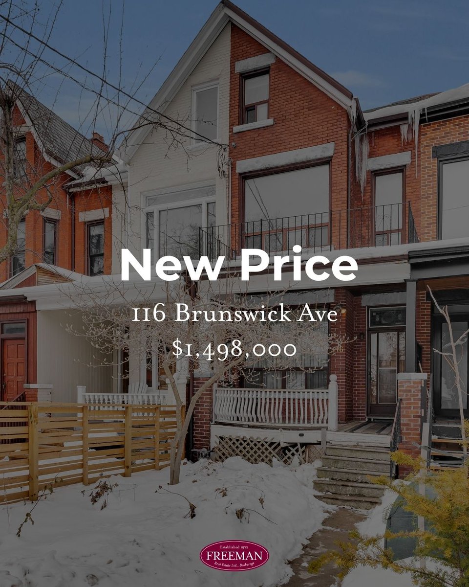 Freeman_Realty's tweet photo. 🔁 NEW PRICE — 116 Brunswick Ave · Harbord Village · $1,498,000

Circa 1888 Victorian. 6 beds. Soaring ceilings. Garage parking.
Original stained glass, millwork &amp; fireplace — waiting to be reimagined.

No offer date. Bring your vision.

Listed by Daniel Freeman https://t.co/azbiMHZ68B