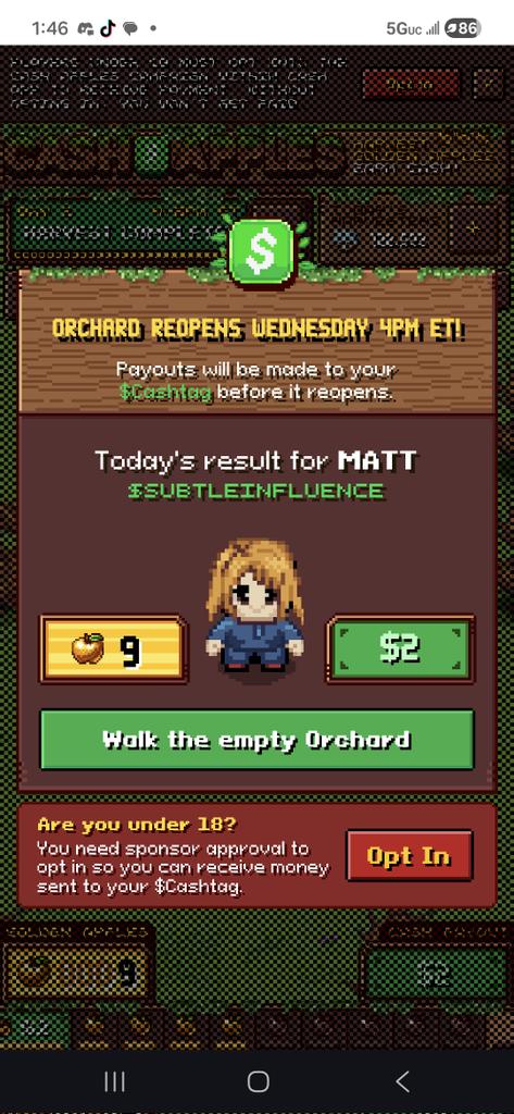 ThomasGreen5643's tweet photo. @CashApp New record for me! 9 golden apples 😱. If you are not shaking trees, what are you doing with your life? 🥳 https://t.co/aWwf4vd1EP
