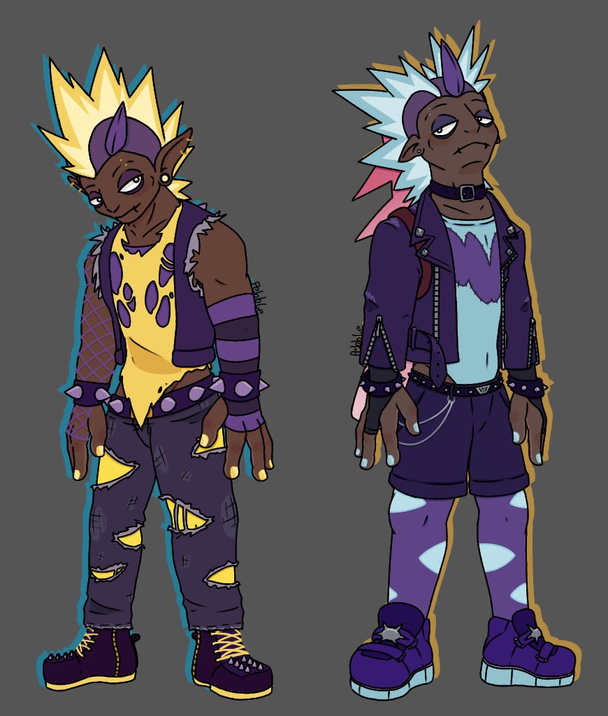 PebbleIsSpider's tweet photo. Dawg i need to remember to post here. Anyway here are my #toxtricity gijinkas Ampuaj and Loki and them as stupid #toxel babies.
#pokémongijinka https://t.co/htcTVkTydV