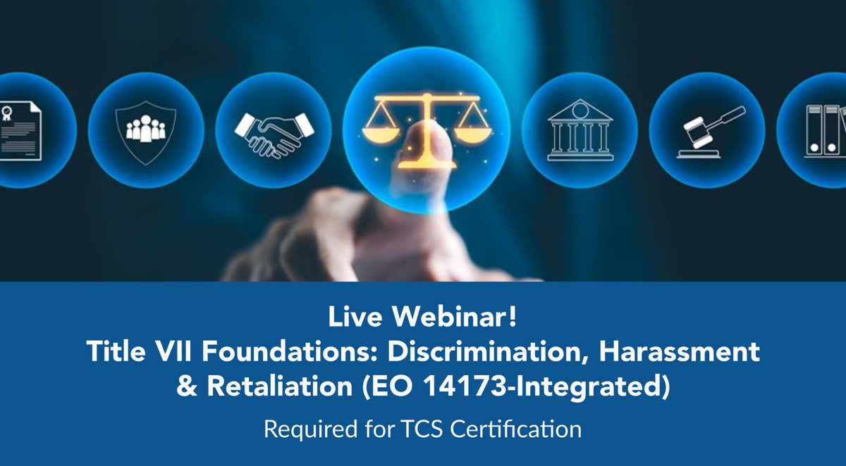 HR_Unlimited's tweet image. [Tomorrow] Learn how Title VII aligns with EO 14173 and what it means for your compliance program. We’ll cover discrimination, harassment, retaliation, and hidden workplace risks.

Save your spot: hrunlimitedinc.webex.com/weblink/regist…

#TitleVII #EO14173 #HRCompliance #EmploymentLaw