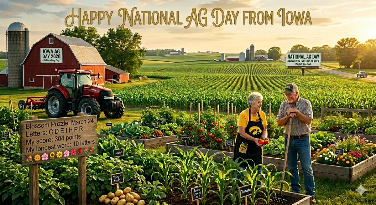 2God4em's tweet image. National AG Day d_c_p_e_ed: From the backyard #Oumancy garden to the rolling fields, Iowa is the heart of it all. Happy National Ag Day! 🌽🚜 Proud to be part of a state that feeds the world. #NationalAgDay #IowaAg #TogetherWeGro

💐 🌸 🏵 🌼
Blossom Game
merriam-webster.com/games/blossom-…