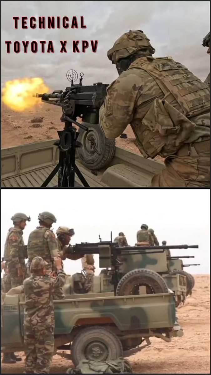 KOMARMIES's tweet image. Royal #Moroccan Armed Forces 🇲🇦 🏜 #Toyota Saharian Technical 

Heavy Machine #Gun KPV 14.5 mm / M2 Browning 12.7 mm #Morocco #Maroc