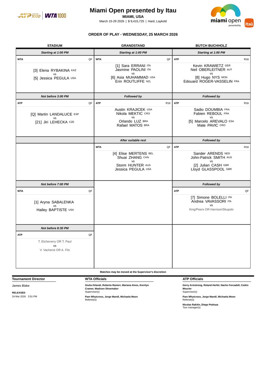 Order Of Play Tennis tweet media