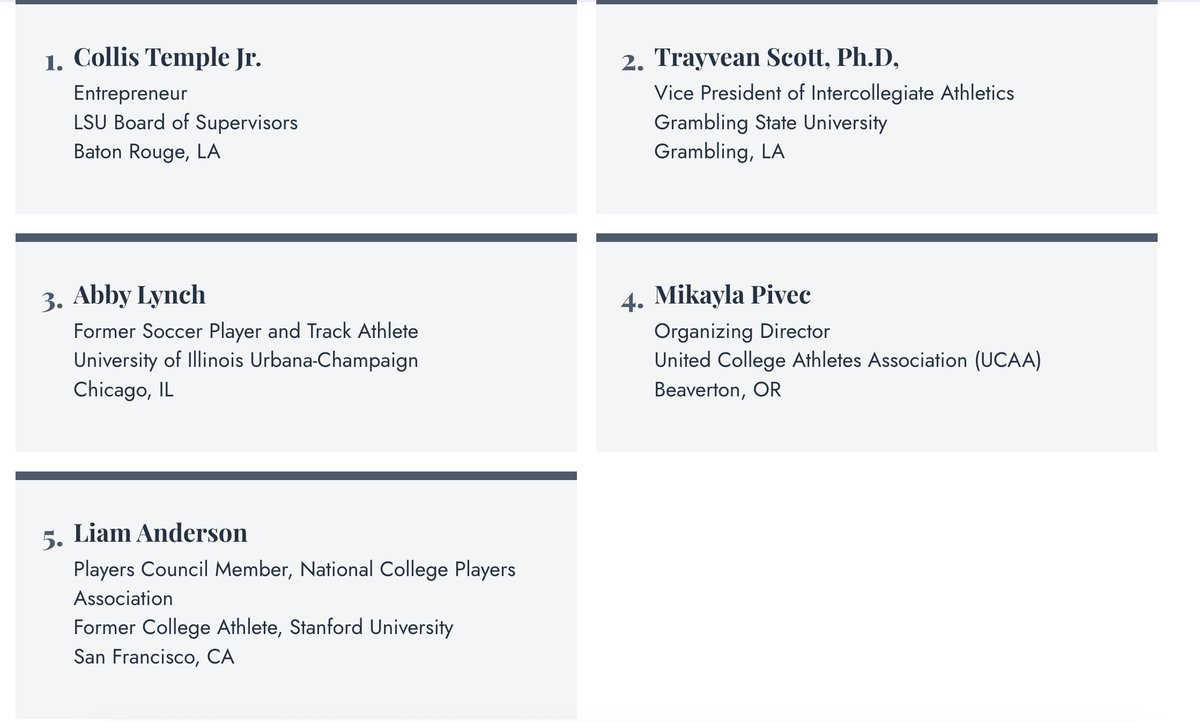 Here are the witnesses for Thursday’s college sports hearing before the Senate Health, Education, Labor &amp; Pensions Committee. The committee, chaired by Sen. Bill Cassidy (R-La.), potentially holds partial jurisdiction over any college sports legislation moving through the Senate.