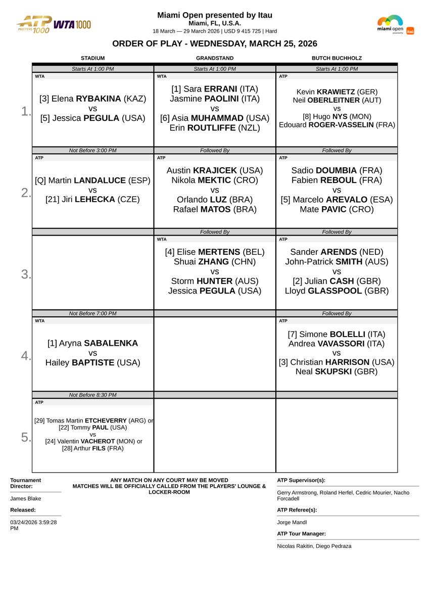 Order Of Play Tennis tweet media