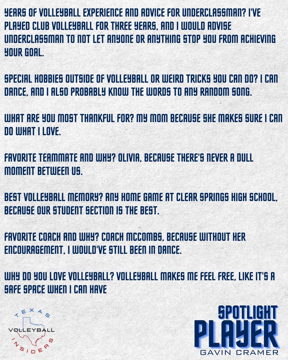texasvbi's tweet photo. Digging into Texas Volleyball! Get to know Gavin Cramer and what she’s about. Will you be next? https://t.co/DbXu5YYuit