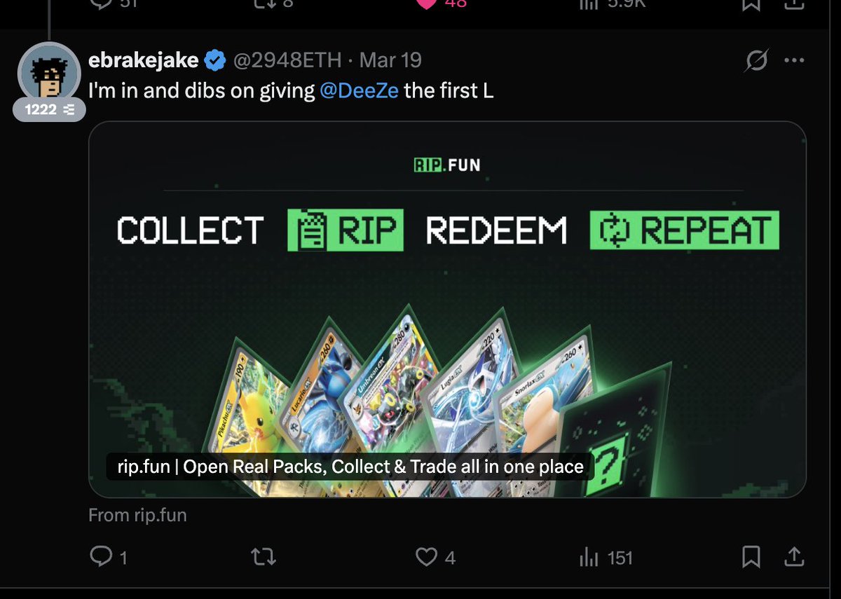 2948ETH's tweet photo. @DeeZe @ripdotfun It had to be fulfilled https://t.co/FGc4NdAT9i
