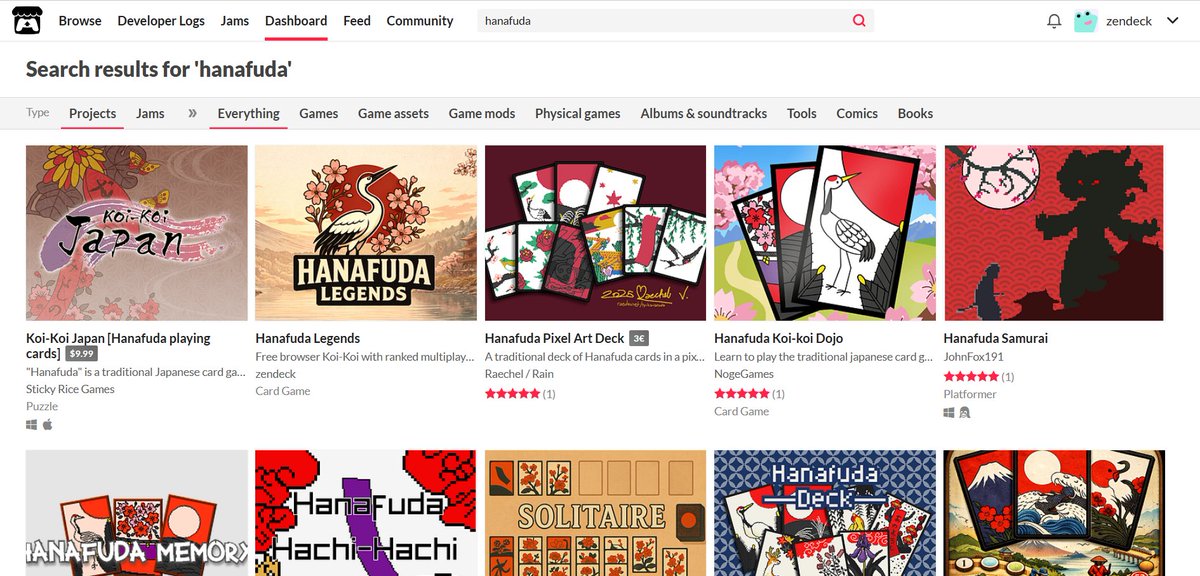 We are very happy to announce that Hanafuda Legends has finally been indexed on itch.io and can be now found between the latest added games!

Link: zendeck.itch.io/hanafuda-legen…