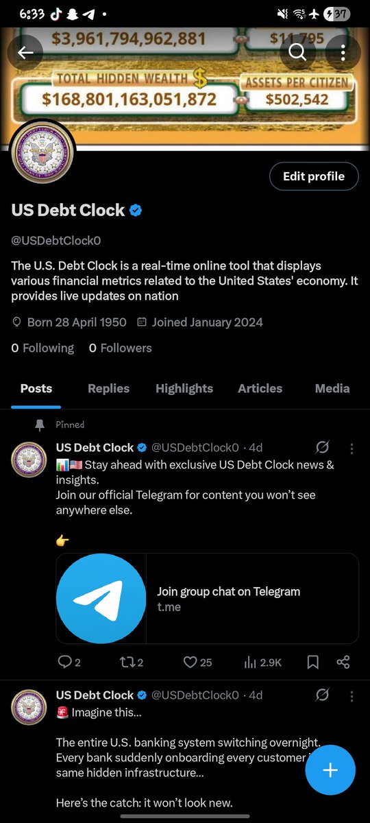 USDEBTCLOCK01's tweet photo. Hey everyone ❤️
Just a quick update my old account got banned,
Please make sure you follow this new account to stay connected with me and keep up with everything I’m sharing. I’d really appreciate the support 🙏
If you see this, drop a comment or like so I know you made it over! https://t.co/SXLFLfJy3j
