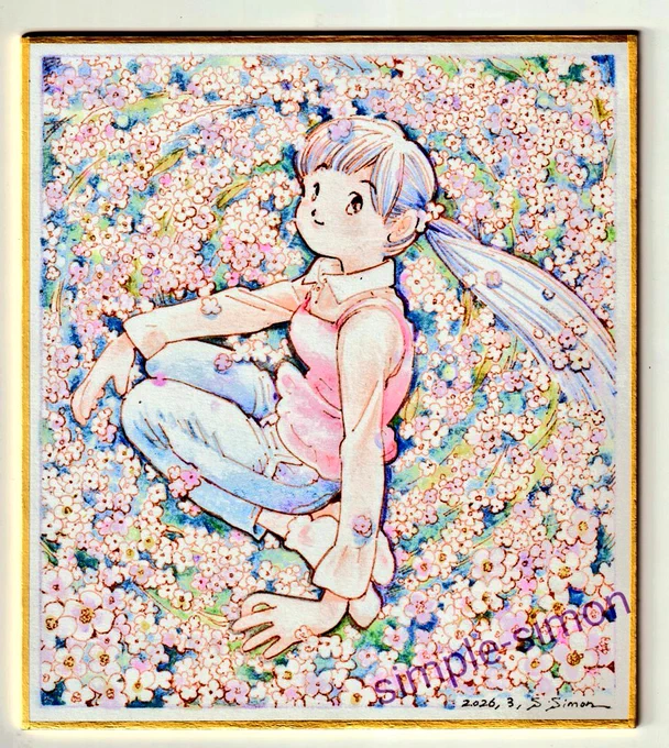 おはようございますす朝の再掲のお時間です。 「スイートアリッサム」 ミニ色紙です。左:スキャン、右:スマホカメラですが、右の方が原画に近いかなあ。 元々の絵の色が暗かったですね 本日も良い1日を!