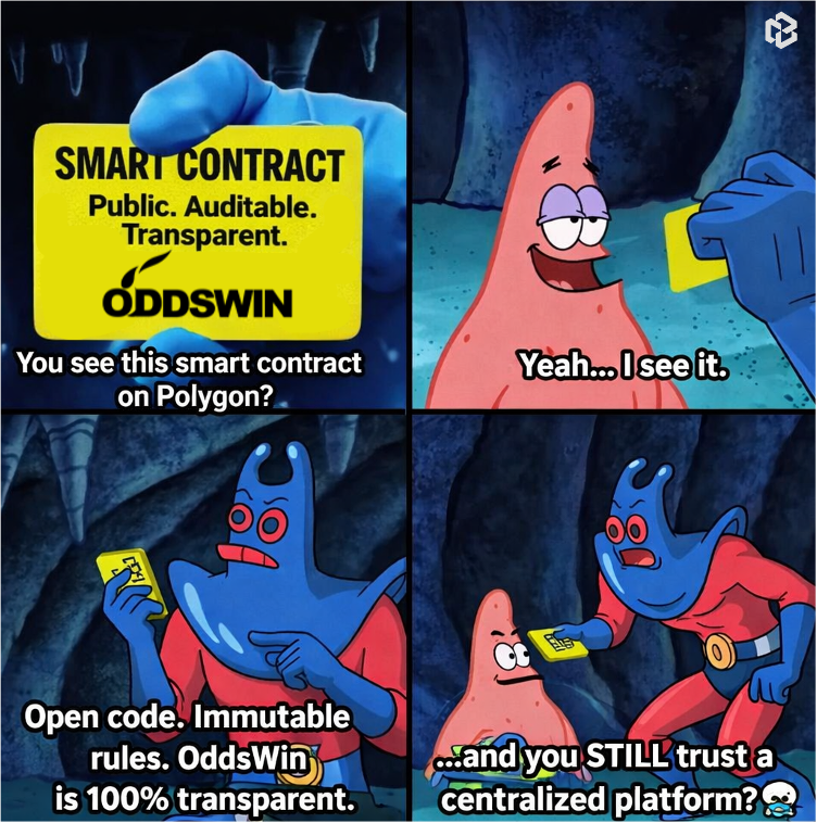 Trustplayapp's tweet photo. While other platforms hide the rules…

TrustPlay puts everything in plain sight:

→ Smart contract dynamics
→ Immutable results on Polygon
→ Automatic & verifiable distributions

Real transparency or nothing.

Enter now: https://t.co/RhXcMm8ExP

#TrustPlay #ODDSWIN #OnChain #UtilityNFT #Web3 #Polygon