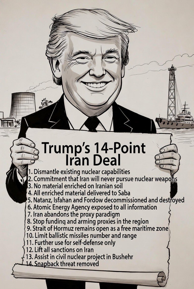 HallakMoe's tweet photo. "Trump's proposed 14-point deal with Iran is a chance for real change: full nuclear dismantlement, no more enrichment on Iranian soil, and ending proxy funding & arming across the region.  

For Lebanon, this must mean one thing above all — Hezbollah immediately hands over its weapons to the Lebanese State and Army. No more dragging our country into foreign wars that destroy our homes and people.  

Lebanon first: sovereignty, neutrality, and the State's exclusive right to decide war and peace. Enough is enough. 🇱🇧 #LebanonFirst #DisarmHezbollah"