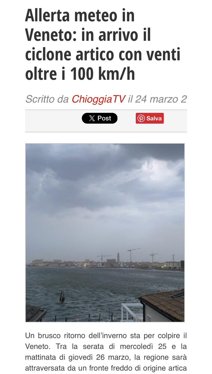 francacec's tweet image. Allerta dalle ore 20 di mercoledì. Su #Adriatico attese raffiche di #bora superiori ai 100 km/h. #Veneto #Chioggia