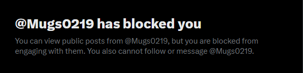 Oh nooooo <a href="/Mugs0219/">Megan Moore</a> has blocked me for calling out their fascist nonsense. Whatever will I do?!

cya chud
