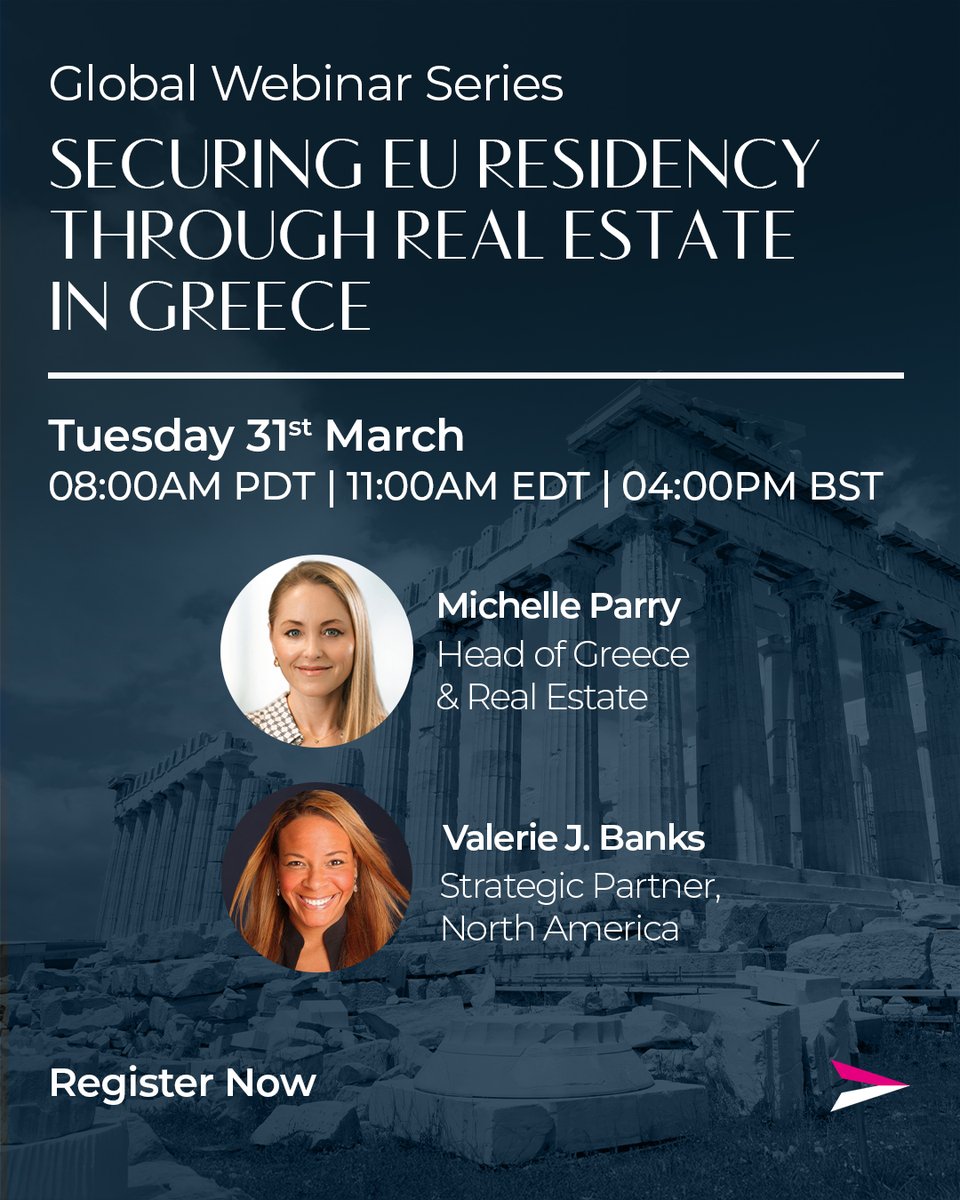 LatitudeWorld's tweet image. **Exclusive Webinar**

Greece Golden Visa: €250K Real Estate Route to EU Residency 

Tuesday 31st March | 08:00 PDT | 11:00 EDT | 16:00 BST 

Register: us02web.zoom.us/webinar/regist… 

#GlobalMobility #EuropeanResidency #GreeceGoldenVisa #RealEstateInvestment #InvestmentMigration