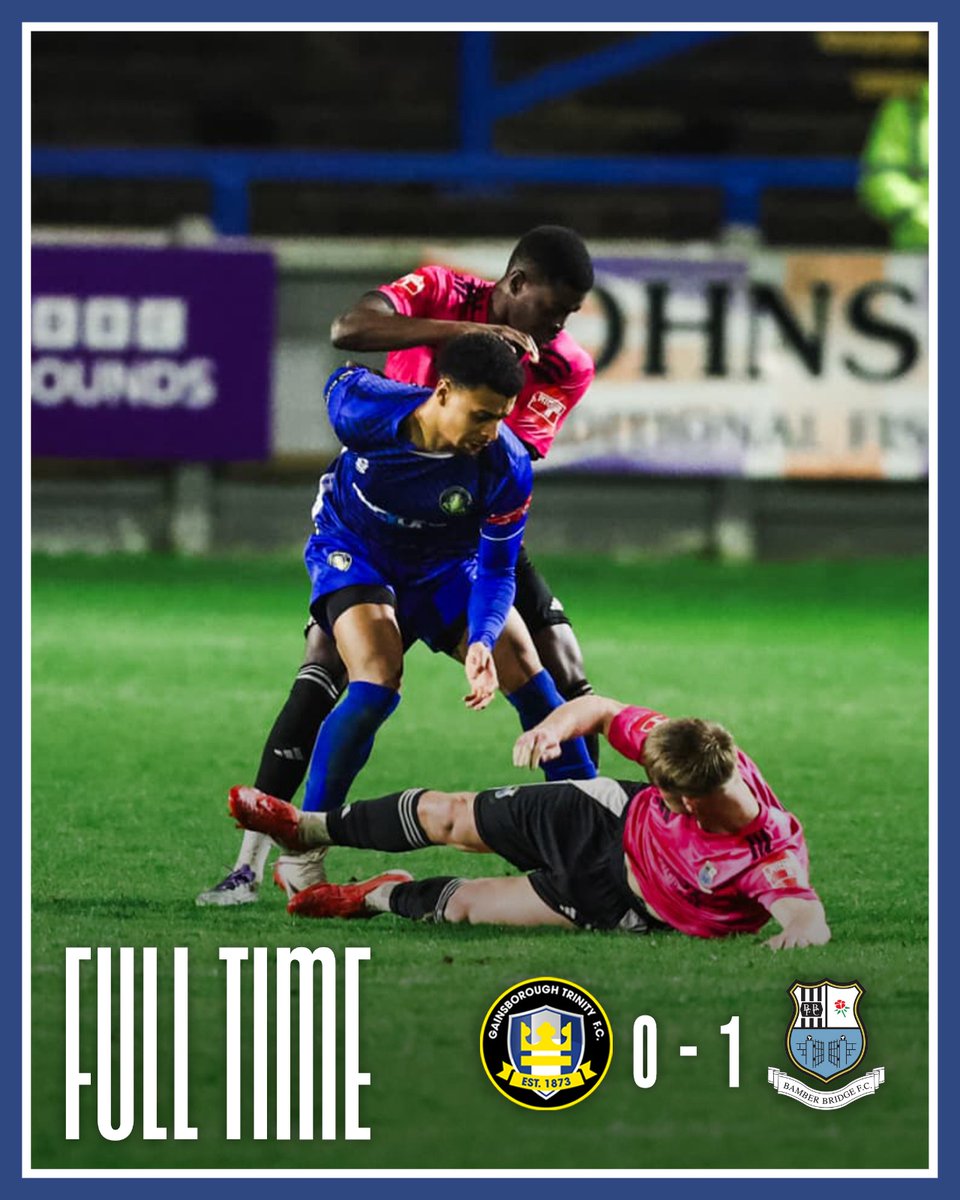 GainsTrinityFC's tweet image. FULL TIME |

A deflected strike gives the visitors victory at the Kal Group Stadium.

The #Blues huffed &amp;amp; puffed, but could unlock a stubborn Bamber Bridge. | 0-1