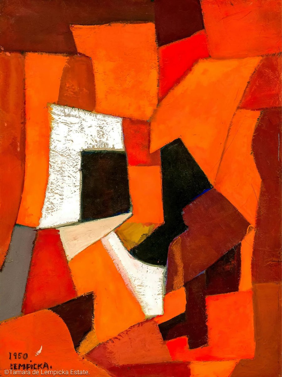 Tamara de Lempicka, Abstract Composition in Red and Orange, c.1960, Oil on canvas.