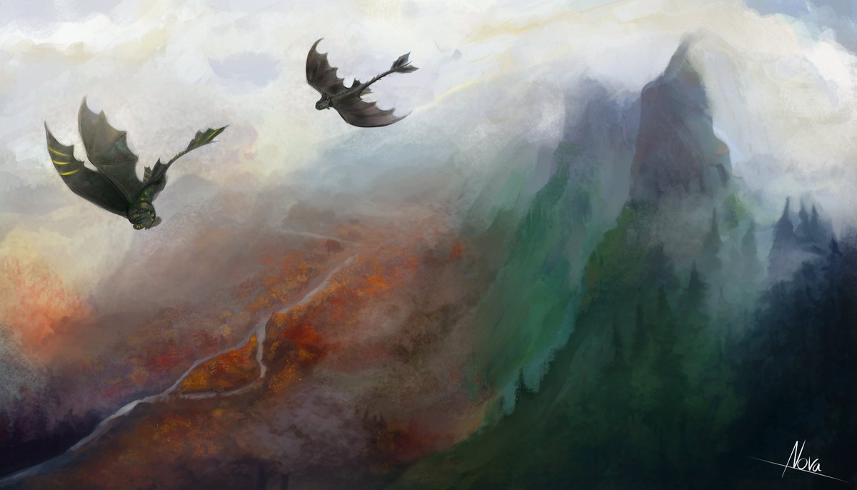 _N0ova_'s tweet image. Commission piece I worked on, this one was really fun to make 
#httyd #toothless #nightfury #art #digitalart #painting