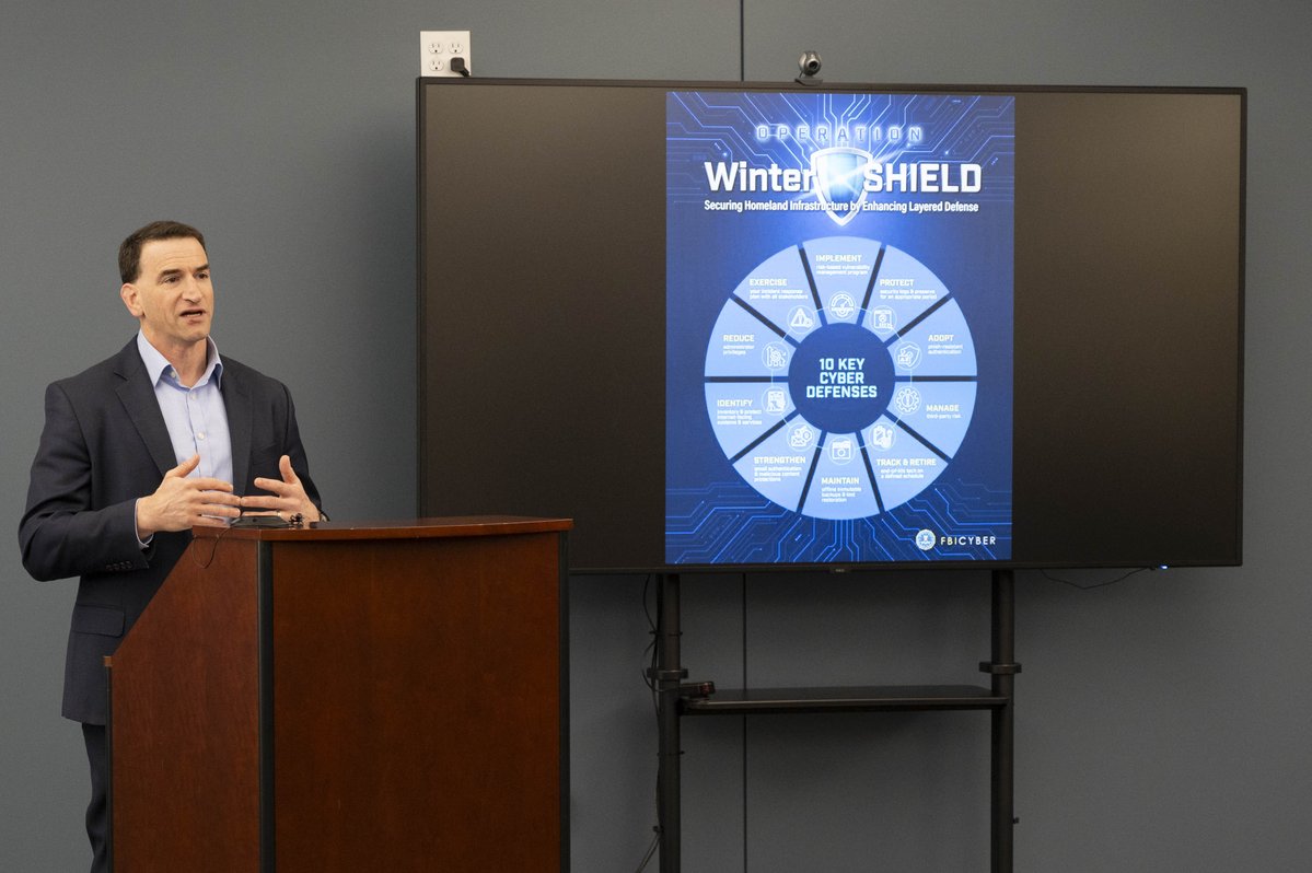 Yesterday, FBI Omaha Special Agent in Charge Gene Kowel highlighted Operation Winter SHIELD, the FBI's cyber resilience campaign that provides 10 impactful actions the public and businesses can take to protect against cyber attacks. Visit our website at fbi.gov/wintershield to