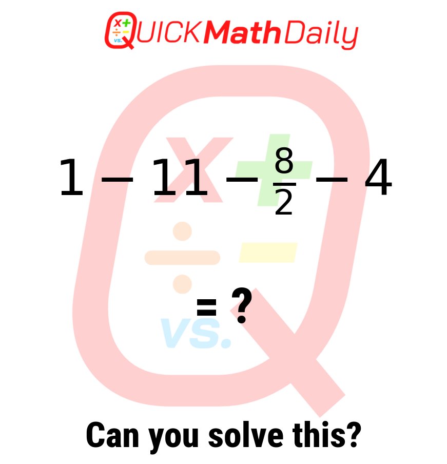 QuickMathDaily's tweet image. Quick math workout! Can you get this one right? ⚡

#Education #QuickMathDaily #LogicPuzzle #MentalMath #MathSkills #MathProblem #MathIsFun