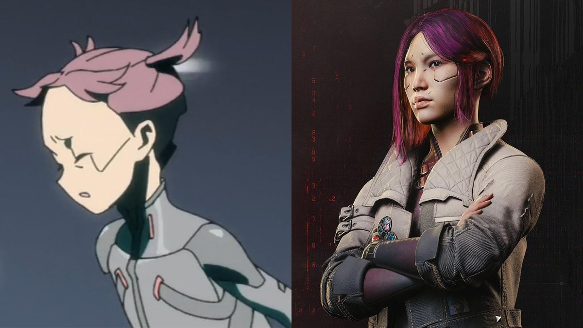 goonkiva's tweet image. I mean yeah, I don’t think Lucy lied since in the show this has to be songbird with the same facial cyberware and purple hair. 

But the story is that songbird was the only one who remained in the program and became that powerful so it’s no question songbird is better