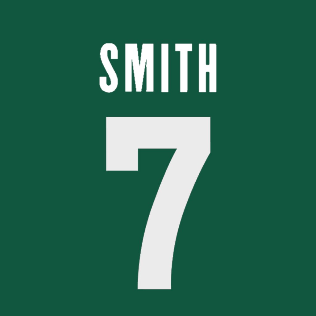 New York Jets QB Geno Smith (<a href="/GenoSmith3/">Geno</a>) is wearing number 7. Last assigned to Justin Fields. #JetUp