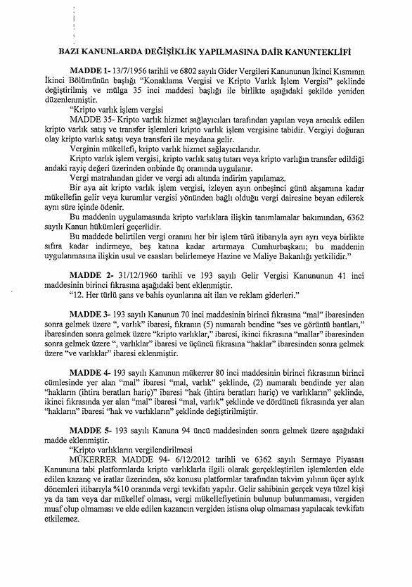 ByProfitMonster's tweet photo. Türkiye Büyük Millet Meclisi Genel Kurulu gündemindeki kripto vergilendirmesini içeren kanun teklifi taslağı ortaya çıktı. 

Muhtemelen yarınki görüşmede bu haliyle onaylanacak gibi görünüyor. Kripto para sektörüne ciddi bir darbe vurulacak.

#kripto #kriptodavergiyehayır https://t.co/zBbxAmb116