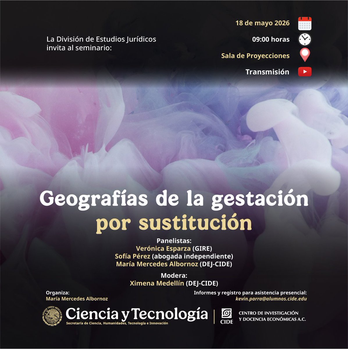 mmalborn's tweet photo. ¡Los invitamos al Seminario Geografías de la gestación por sustitución!

En el @CIDE_MX, junto a @XMedellin recibiremos a dos invitadas de lujo: Verónica Esparza, de @GIRE_mx, y Sofía Pérez, abog. independiente.

Para acompañarnos en persona se requiere registro. YouTube live https://t.co/npoPYIyG9E