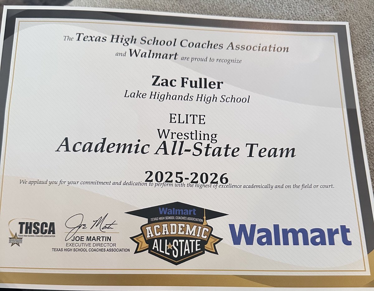 TheCoachFuller's tweet photo. Not only did he take care of business on the mat this year but this kid has been putting in the work in the classroom as well! Great job Z! #proudmom #risddreambig #risdmoves @LHwrestlingTX @LakeHighlandsHS @RISDAthDept @THSCAcoaches https://t.co/Tx4bV5KXRa