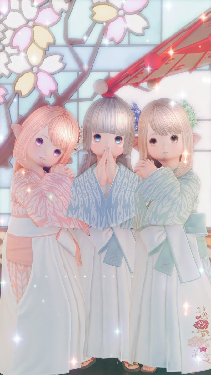 Noa_fell's tweet photo. 着物お揃っちららふぇる~🪭👘🪮✨
#おはララ #ララフェル https://t.co/erVDpUJDHC