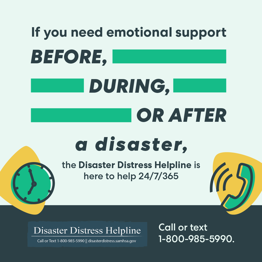 distressline's tweet photo. It's common for disaster survivors to experience difficult emotions days, weeks, months and years after the event has passed. 

We're here for you with 24/7 emotional support. Call or text 1-800-985-5990. https://t.co/CpZNgslWrQ