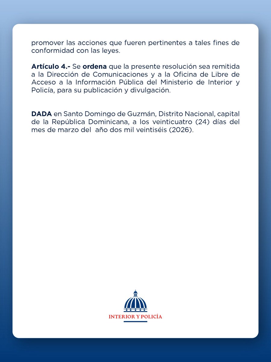 Ministerio de Interior y Policía RD tweet media