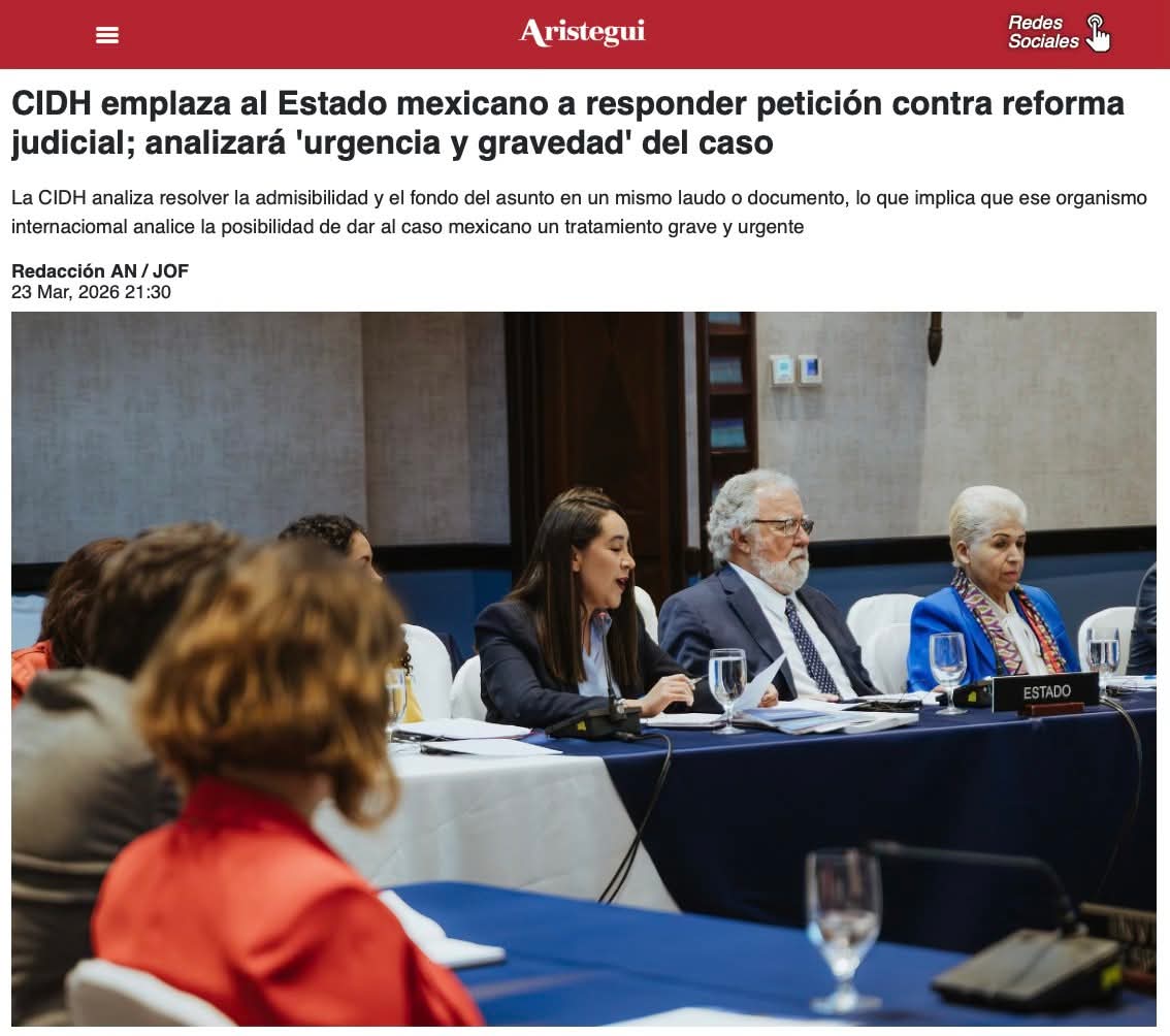 TitanFiscal's tweet photo. 🚨La Comisión Interamericana de Derechos Humanos (CIDH) informó a un grupo de 65 personas juzgadoras que el Estado mexicano ha sido formalmente emplazado para responder en un plazo máximo de cuatro meses a la petición presentada por jueces, juezas, magistrados y magistradas en contra de la reforma judicial.