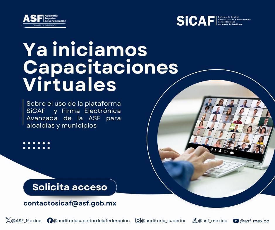 ASF_Mexico's tweet photo. 📢 ¡Atención alcaldías y municipios!

Ya iniciaron las capacitaciones virtuales para optimizar el uso de la plataforma SiCAF y de la Firma Electrónica Avanzada de la ASF.

Aprende de manera práctica el uso de estos sistemas para fortalecer la administración y fiscalización de los recursos públicos.

📩 Solicita tu acceso: contactosicaf@asf.gob.mx