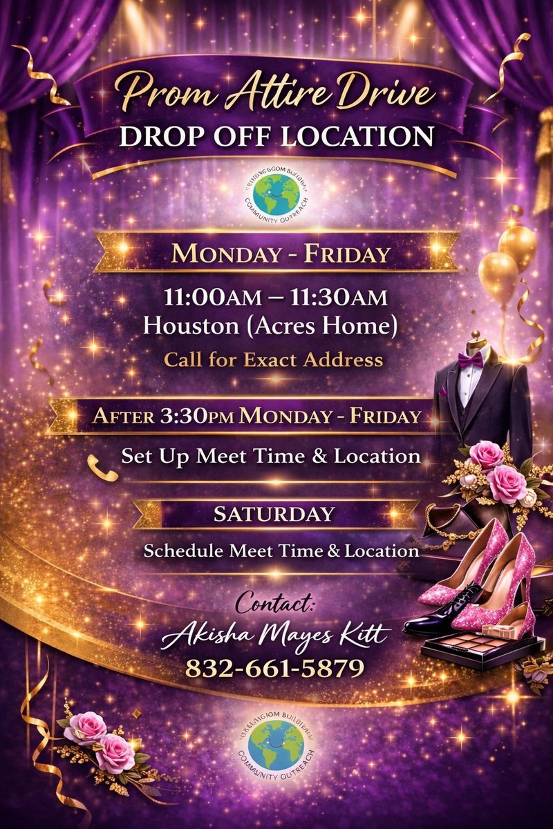 KBCO23's tweet photo. We’re excited to host our Prom Attire Drive! 💃🏽🕺🏽

We are accepting new or gently used:
✨ Prom dresses
✨ Suits &amp; tuxedos
✨ Dress shirts, shoes, and accessories

Your donation can make a meaningful difference!

Thank you for your support!
 #buildingthekingdom #KBCO #prom2026 https://t.co/SBfdNwyvLn