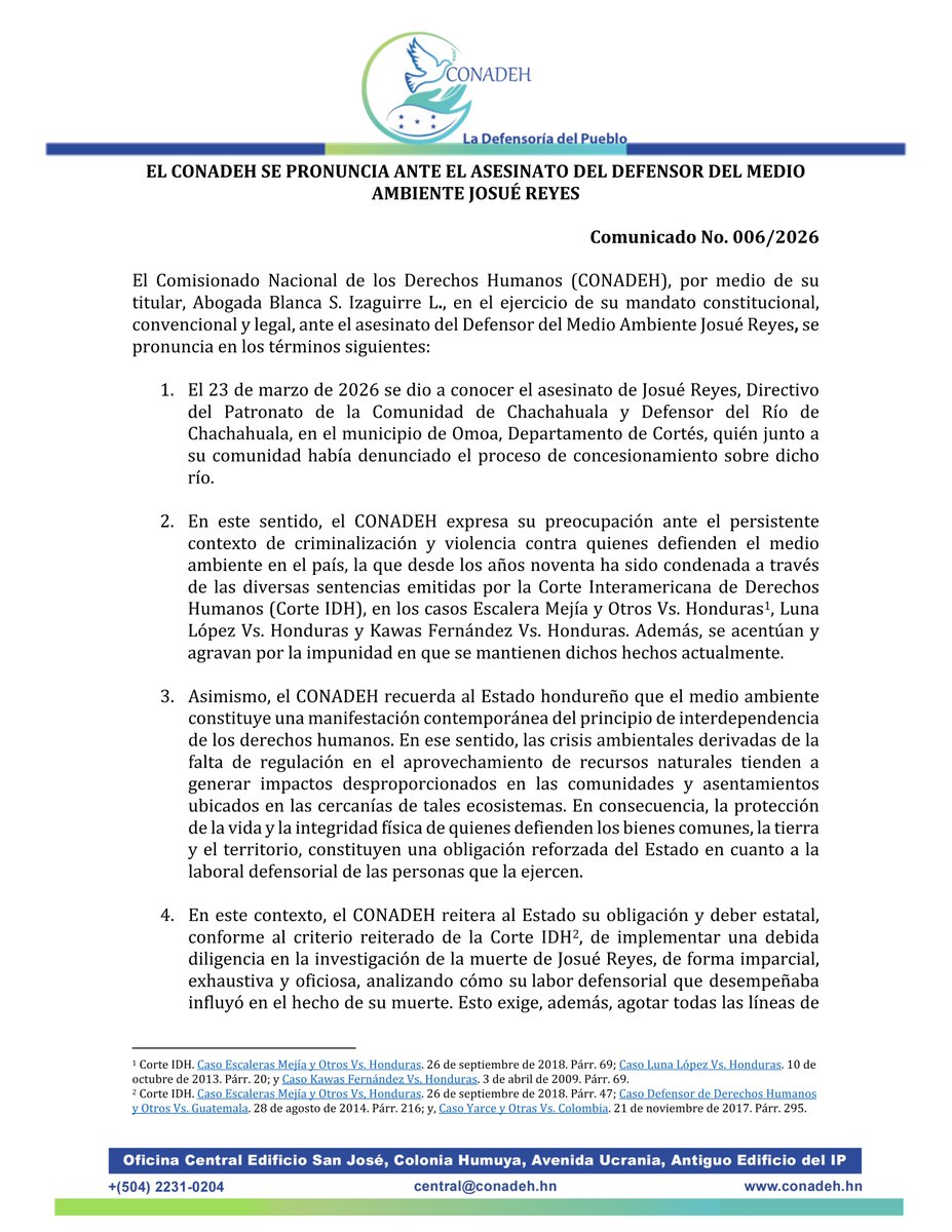 CONADEH-La Defensoría Del Pueblo tweet media