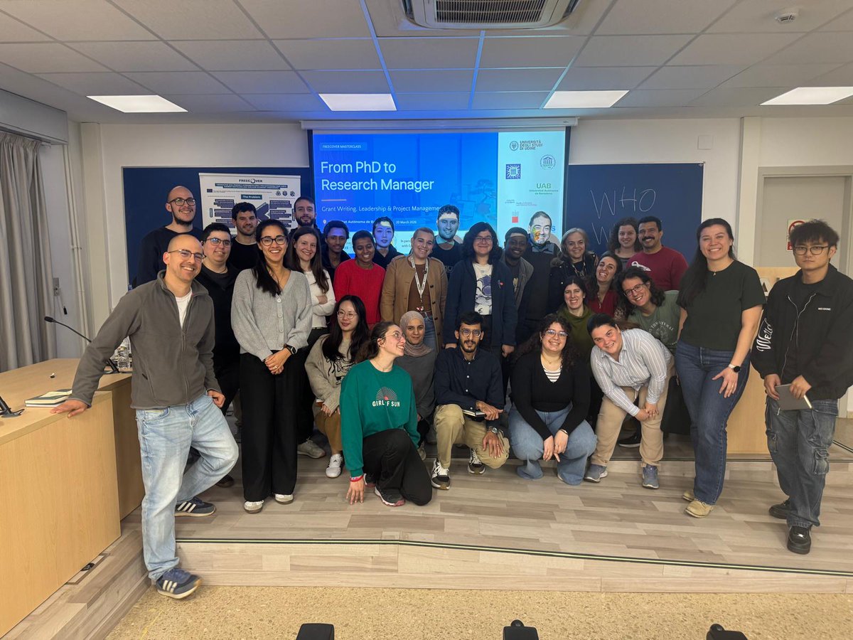 freecover_EU's tweet photo. 📢 FREECOVER Masterclass #2 at UAB!

“From PhD to Research Manager” delivered by Dr. Leonardo Piccinetti with Donatella Santoro from SITES.

Empowering researchers with skills in leadership, funding &amp; collaboration 🌍

#FREECOVERProject #HorizonEurope #MSCA #ResearchCareers https://t.co/pQXOp6qVR1
