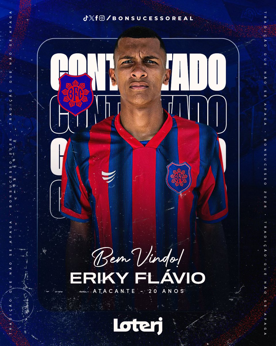BonsucessoReal's tweet photo. O Bonsucesso Futebol Clube anuncia a contratação do atacante Eriky Flávio, de 20 anos.

Jovem, talentoso e com muita fome de gol, Eriky chega para reforçar o setor ofensivo da equipe e somar na busca pelos objetivos da temporada.

Seja bem-vindo, Eriky! 💙❤️🦁 https://t.co/TrSFfypziA